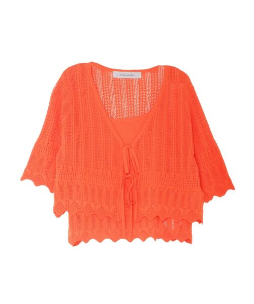 LAGUNAMOON（ラグナムーン）の「スカラップヘムレースニットアンサンブル 【春服】【セットアップ】（アンサンブル・レディース・ブラック/ホワイト/オレンジ・FREE）」の21枚目の写真