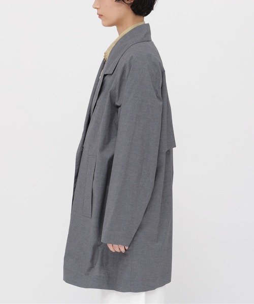 MHL マーガレットハウエル　フーデットコート　コットン　フード脱着　グレー　M FINE COTTON COATING（ダウンジャケット/コート）｜MARGARET HOWELL