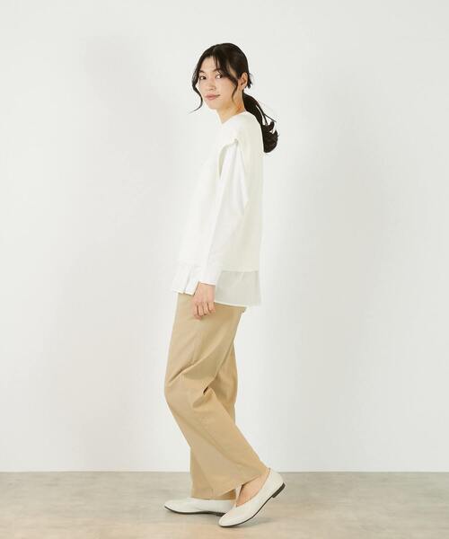 MELROSE claire（メルローズ クレール）の「【コットンミックスの片畦Vネックベスト】（ベスト・レディース・ベージュ/チャコールグレー/オフホワイト・FREE）」の5枚目の写真