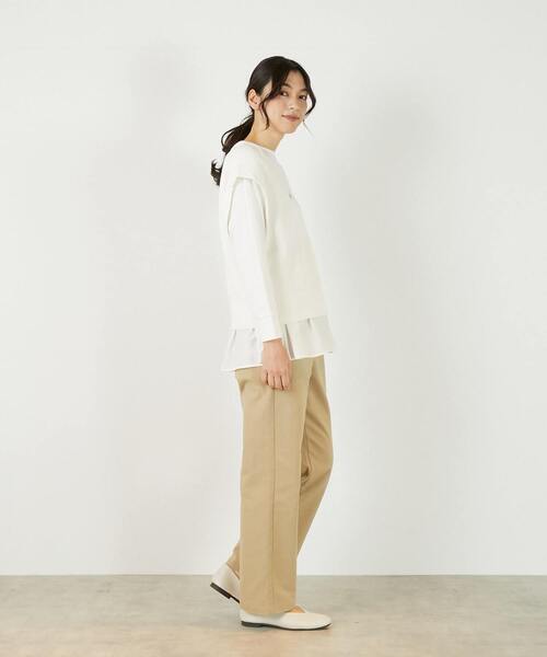 MELROSE claire（メルローズ クレール）の「【コットンミックスの片畦Vネックベスト】（ベスト・レディース・ベージュ/チャコールグレー/オフホワイト・FREE）」の8枚目の写真