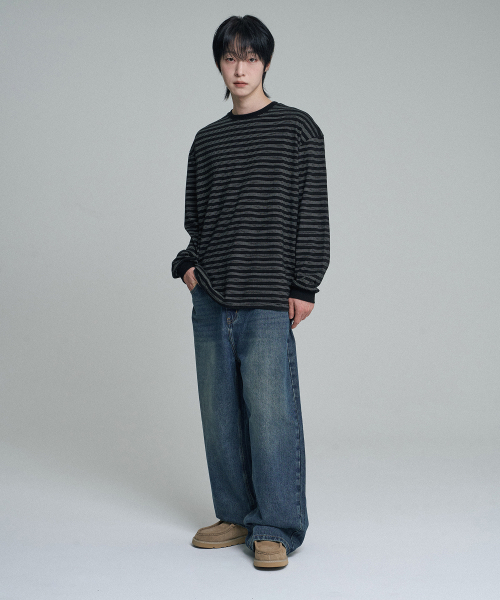 MOOVN(ムブン)の「エッセンシャルストライプロングスリーブTシャツブラック(Tシャツ/カットソー・メンズ・その他・MEDIUM/LARGE/SMALL)」の7枚目の写真