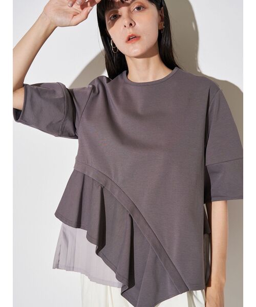 ELENDEEK（エレンディーク）の「サイドフレアドッキングカットソー（Tシャツ/カットソー・レディース・オフホワイト/グレー/ブラック・FREE）」の16枚目の写真