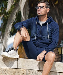 SOMEDIFF（サムディフ）の「【SOMEDIFF】スウェットデニムショーツセットアップ メンズ 上下セット パーカー ハーフパンツ 春服 夏服（セットアップ）」