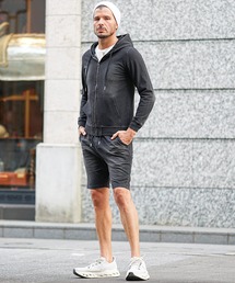 SOMEDIFF（サムディフ）の「【SOMEDIFF】スウェットデニムショーツセットアップ メンズ 上下セット パーカー ハーフパンツ 春服 夏服（セットアップ）」