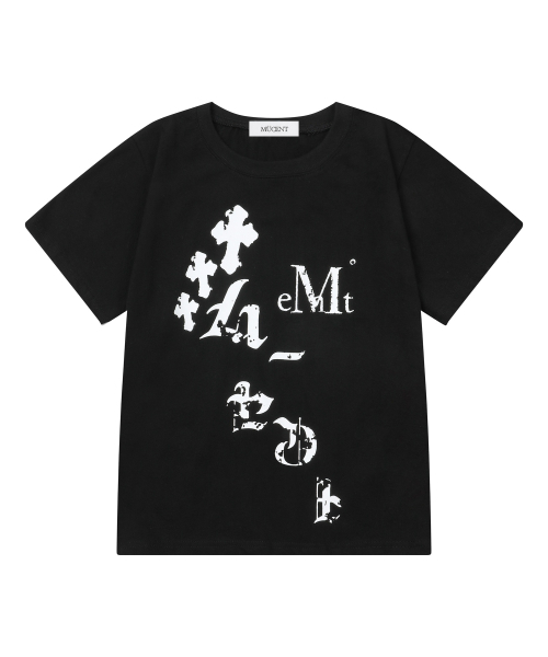 MUCENT(ムセント)の「ノジェ クロス クラック ロゴ 半袖Tシャツ(Tシャツ/カットソー・レディース・ブラック・FREE)」の1枚目の写真