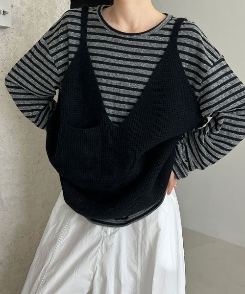 Aelina(エリナ)の「キャミニットベスト(ベスト・レディース・ダークグレー/ベージュ/グレー/カーキ/ブラック・FREE)」の8枚目の写真
