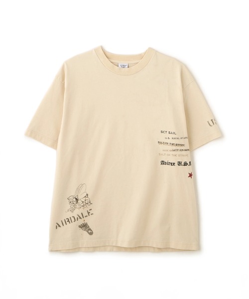 AVIREX(アヴィレックス)の「AGED-LOOK S/S NAVY STENCIL T-SHIRT / エイジド ルック ショートスリーブ ネイビー ステンシル Tシャツ / AVIREX / アヴィレックス(Tシャツ/カットソー・メンズ・ナチュラル/オリーブ/チャコール・MEDIUM/XX-LARGE/X-LARGE/LARGE)」の2枚目の写真