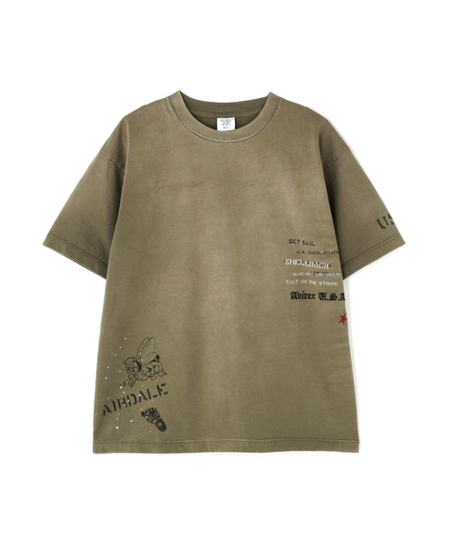 AVIREX(アヴィレックス)の「AGED-LOOK S/S NAVY STENCIL T-SHIRT / エイジド ルック ショートスリーブ ネイビー ステンシル Tシャツ / AVIREX / アヴィレックス(Tシャツ/カットソー・メンズ・ナチュラル/オリーブ/チャコール・MEDIUM/XX-LARGE/X-LARGE/LARGE)」の3枚目の写真