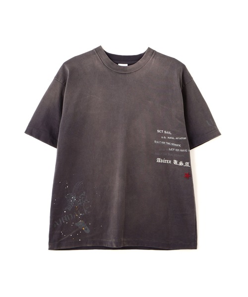 AVIREX(アヴィレックス)の「AGED-LOOK S/S NAVY STENCIL T-SHIRT / エイジド ルック ショートスリーブ ネイビー ステンシル Tシャツ / AVIREX / アヴィレックス(Tシャツ/カットソー・メンズ・ナチュラル/オリーブ/チャコール・MEDIUM/XX-LARGE/X-LARGE/LARGE)」の1枚目の写真