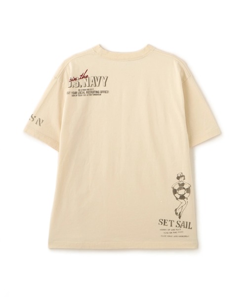 AVIREX(アヴィレックス)の「AGED-LOOK S/S NAVY STENCIL T-SHIRT / エイジド ルック ショートスリーブ ネイビー ステンシル Tシャツ / AVIREX / アヴィレックス(Tシャツ/カットソー・メンズ・ナチュラル/オリーブ/チャコール・MEDIUM/XX-LARGE/X-LARGE/LARGE)」の8枚目の写真