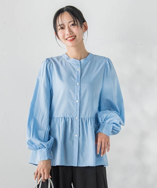 Droite lautreamont(ドロワットロートレアモン)の「2WAYシアーペプラムシャツ(シャツ/ブラウス・レディース・ブラック/オフホワイト/ブルー・M)」の3枚目の写真