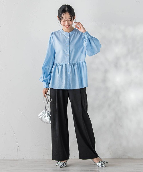 Droite lautreamont(ドロワットロートレアモン)の「2WAYシアーペプラムシャツ(シャツ/ブラウス・レディース・ブラック/オフホワイト/ブルー・M)」の22枚目の写真
