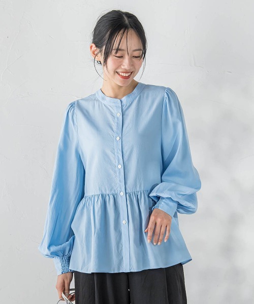 Droite lautreamont(ドロワットロートレアモン)の「2WAYシアーペプラムシャツ(シャツ/ブラウス・レディース・ブラック/オフホワイト/ブルー・M)」の17枚目の写真