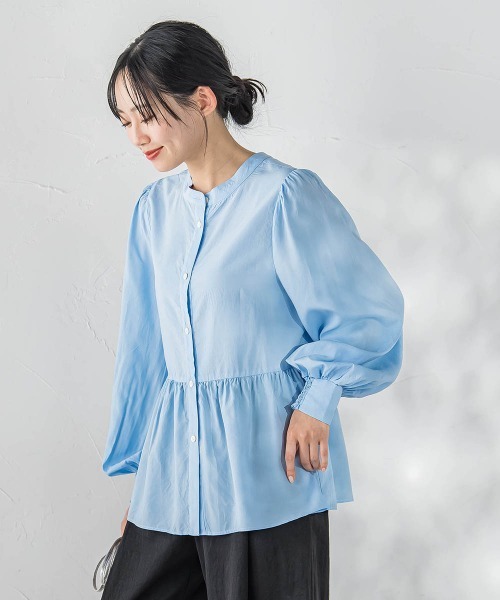 Droite lautreamont(ドロワットロートレアモン)の「2WAYシアーペプラムシャツ(シャツ/ブラウス・レディース・ブラック/オフホワイト/ブルー・M)」の18枚目の写真