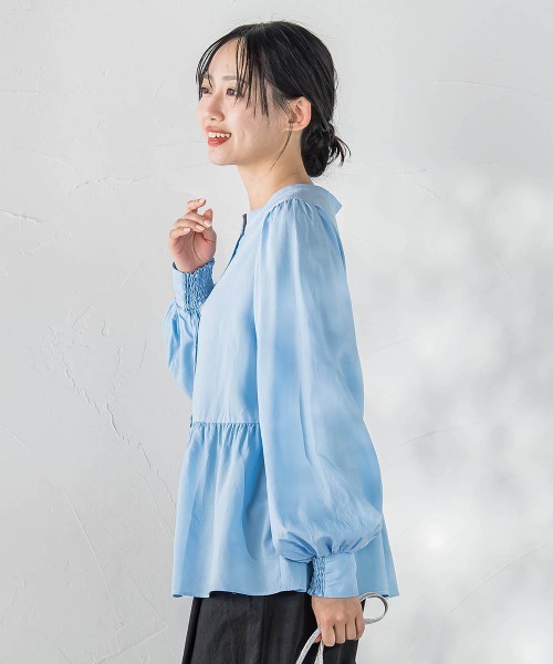 Droite lautreamont(ドロワットロートレアモン)の「2WAYシアーペプラムシャツ(シャツ/ブラウス・レディース・ブラック/オフホワイト/ブルー・M)」の19枚目の写真