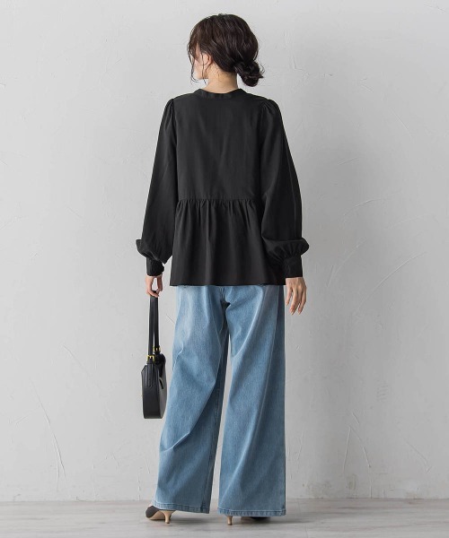 Droite lautreamont(ドロワットロートレアモン)の「2WAYシアーペプラムシャツ(シャツ/ブラウス・レディース・ブラック/オフホワイト/ブルー・M)」の16枚目の写真