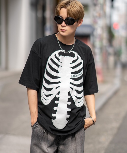 En serio TOKYO(エンソリオトーキョー)の「【SIDEWAYSTANCE】発泡ボーン半袖Tシャツ SIDE24-092(Tシャツ/カットソー・メンズ・ブラック/ホワイト・SMALL/MEDIUM/LARGE/X-LARGE)」の9枚目の写真