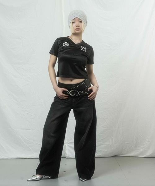 sedacle girl(セダクルガール)の「ラインストーンユニフォームT(Tシャツ/カットソー・レディース・ブラック/オフホワイト・MEDIUM/SMALL)」の22枚目の写真