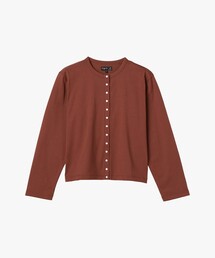 agnes b アニエスベー　スナップカーディガンプレッション　ブラウン　ボア agnes b. - agnes b アニエスベー スナップカーディガンプレッション