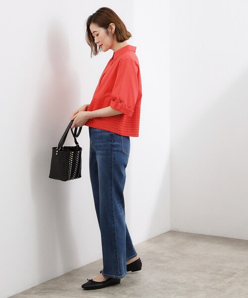 grove(グローブ)の「【SETUP可】レースドッキングシャツ(シャツ/ブラウス・レディース・ネイビー/オレンジ/オフホワイト・02/03/01/05/04)」の10枚目の写真