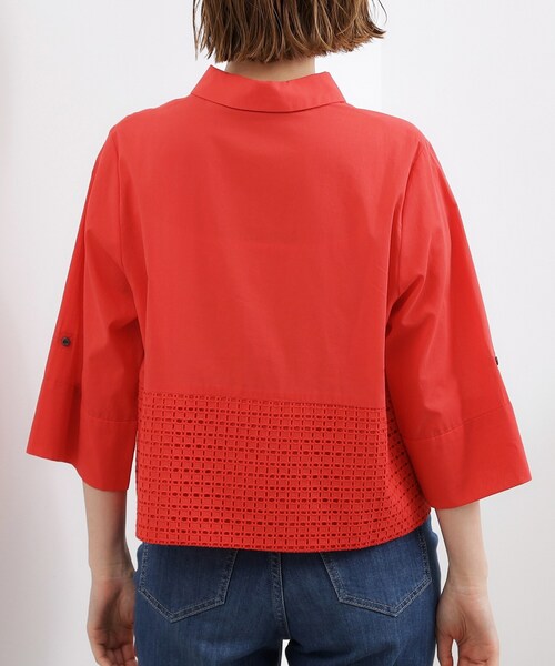 grove(グローブ)の「【SETUP可】レースドッキングシャツ(シャツ/ブラウス・レディース・ネイビー/オレンジ/オフホワイト・02/03/01/05/04)」の18枚目の写真