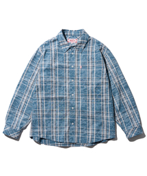 AECA（エイカ）の「WASHED TARTAN CHECK POCKET SHIRTS-SKY BLUE（シャツ/ブラウス）」