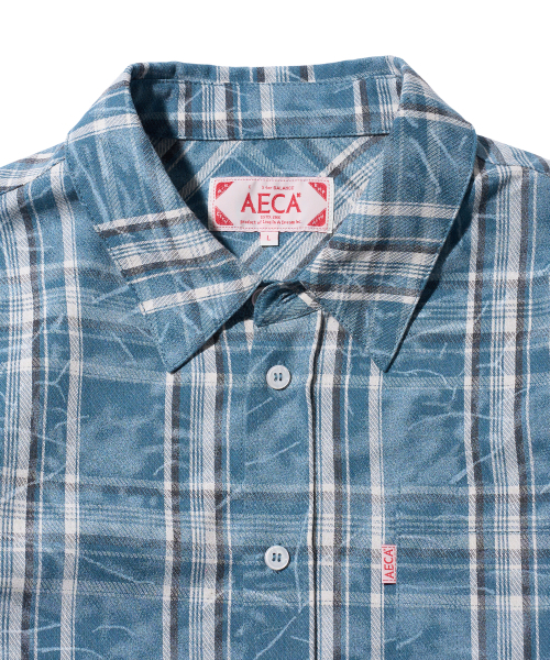 AECA（エイカ）の「WASHED TARTAN CHECK POCKET SHIRTS-SKY BLUE（シャツ/ブラウス・メンズ・その他・S/M/L）」の4枚目の写真
