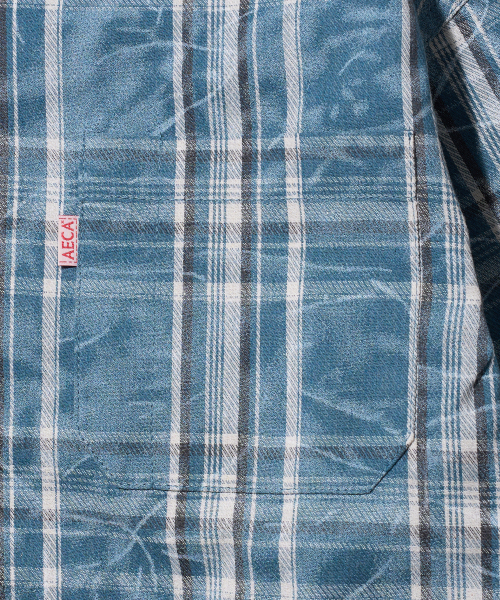 AECA（エイカ）の「WASHED TARTAN CHECK POCKET SHIRTS-SKY BLUE（シャツ/ブラウス・メンズ・その他・S/M/L）」の5枚目の写真