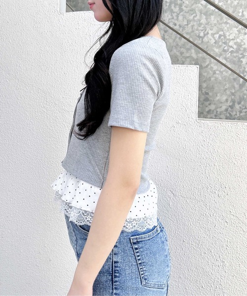 INGNI(イング)の「キャミドットカーデレイヤードトップス(Tシャツ/カットソー・レディース・ブラック/グレー/オフホワイト・M)」の21枚目の写真