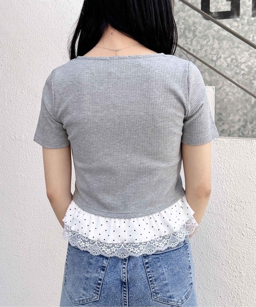 INGNI(イング)の「キャミドットカーデレイヤードトップス(Tシャツ/カットソー・レディース・ブラック/グレー/オフホワイト・M)」の22枚目の写真