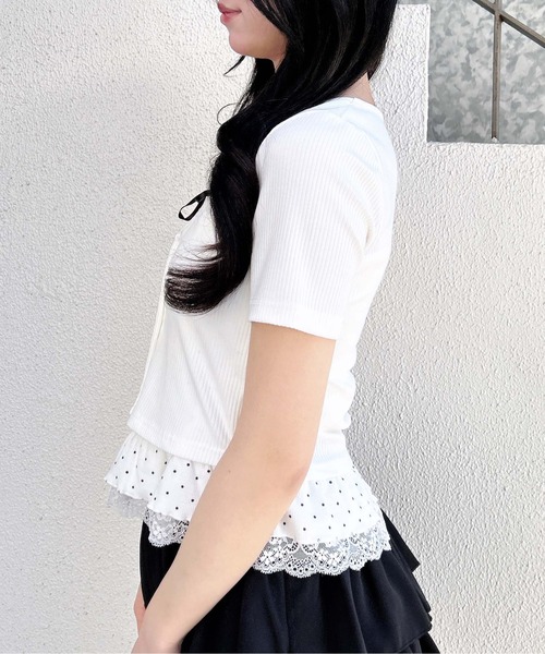 INGNI(イング)の「キャミドットカーデレイヤードトップス(Tシャツ/カットソー・レディース・ブラック/グレー/オフホワイト・M)」の7枚目の写真