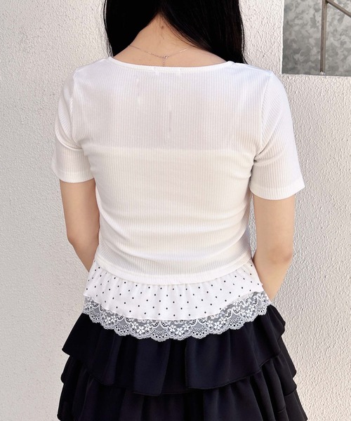 INGNI(イング)の「キャミドットカーデレイヤードトップス(Tシャツ/カットソー・レディース・ブラック/グレー/オフホワイト・M)」の8枚目の写真