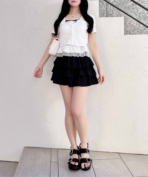 INGNI(イング)の「キャミドットカーデレイヤードトップス(Tシャツ/カットソー・レディース・ブラック/グレー/オフホワイト・M)」の10枚目の写真