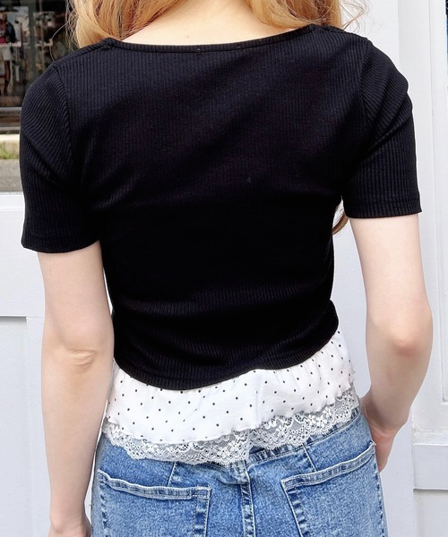 INGNI(イング)の「キャミドットカーデレイヤードトップス(Tシャツ/カットソー・レディース・ブラック/グレー/オフホワイト・M)」の15枚目の写真