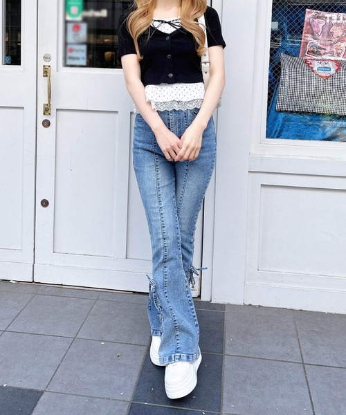 INGNI(イング)の「キャミドットカーデレイヤードトップス(Tシャツ/カットソー・レディース・ブラック/グレー/オフホワイト・M)」の17枚目の写真