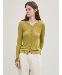 v-neck ribbed button top (olive)