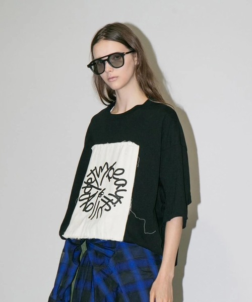 my beautiful landlet（マイビューティフルランドレット）の「【my beautiful landlet】 USA COTTON OVERSIZE T-SHIRT - print（Tシャツ/カットソー・メンズ・オフホワイト/グレー/チャコールグレー/ブラック・0/1）」の14枚目の写真