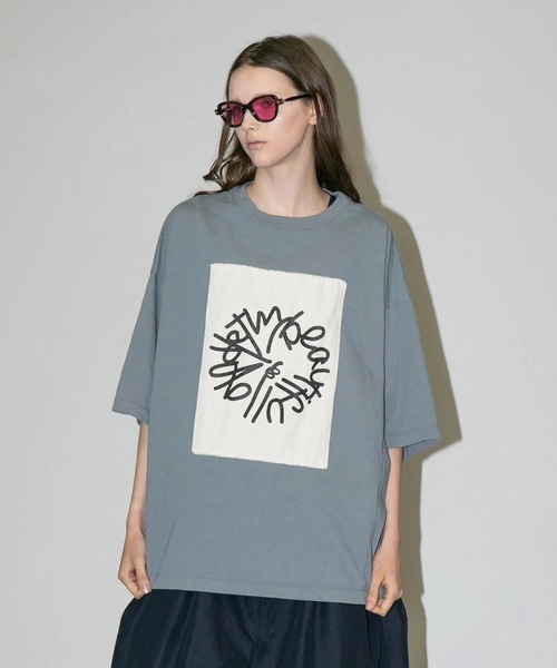 my beautiful landlet（マイビューティフルランドレット）の「【my beautiful landlet】 USA COTTON OVERSIZE T-SHIRT - print（Tシャツ/カットソー・メンズ・オフホワイト/グレー/チャコールグレー/ブラック・0/1）」の10枚目の写真