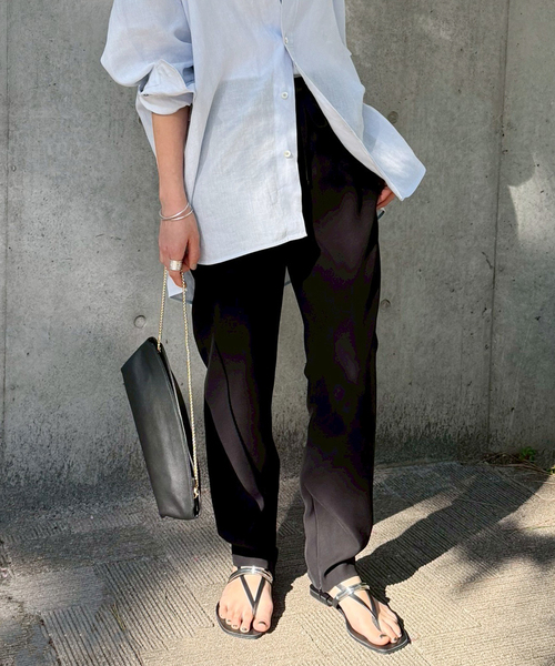 VERMEIL par iena（ヴェルメイユパーイエナ）の「《追加4/手洗い可》ツイルストレッチスリムパンツ（スラックス・レディース・ブラック・40/38/36）」の5枚目の写真