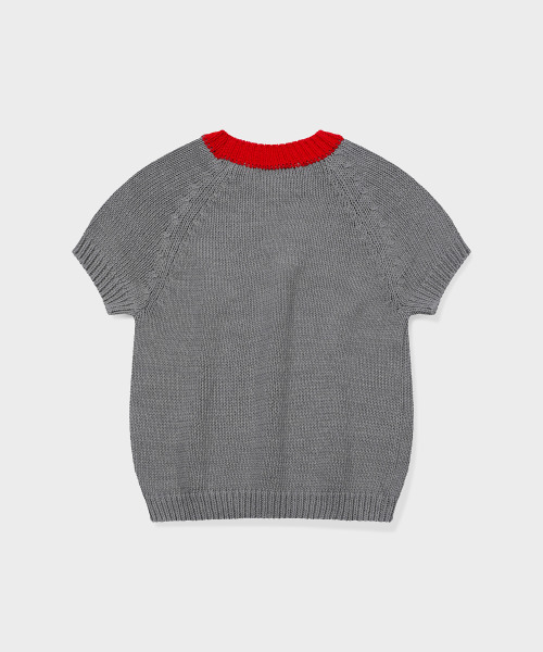 GRUNDEN（グルンデン）の「PLUMP SHORT-SLEEVE KNIT SWEATER (CHARCOAL-RED)（ニット/セーター・レディース・その他・OS）」の4枚目の写真
