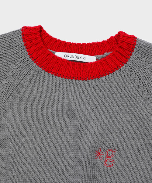 GRUNDEN（グルンデン）の「PLUMP SHORT-SLEEVE KNIT SWEATER (CHARCOAL-RED)（ニット/セーター・レディース・その他・OS）」の2枚目の写真