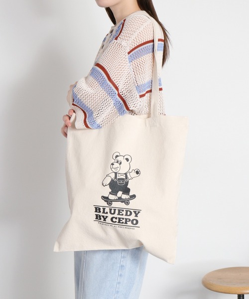 cepo(セポ)の「【BLUEDY / ブルーディ】コットントートバッグ(ハンドバッグ・レディース・ブラック系/ブルー系/ピンク系・FREE)」の1枚目の写真