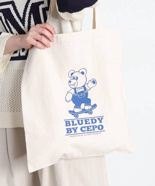 cepo(セポ)の「【BLUEDY / ブルーディ】コットントートバッグ(ハンドバッグ・レディース・ブラック系/ブルー系/ピンク系・FREE)」の2枚目の写真