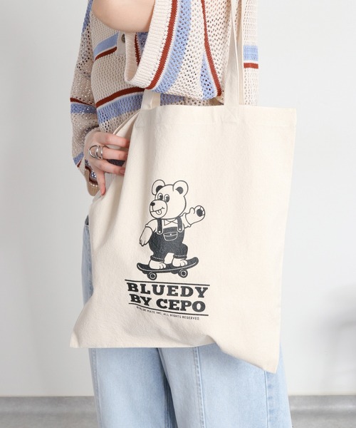 cepo(セポ)の「【BLUEDY / ブルーディ】コットントートバッグ(ハンドバッグ・レディース・ブラック系/ブルー系/ピンク系・FREE)」の4枚目の写真