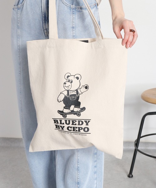 cepo(セポ)の「【BLUEDY / ブルーディ】コットントートバッグ(ハンドバッグ・レディース・ブラック系/ブルー系/ピンク系・FREE)」の5枚目の写真