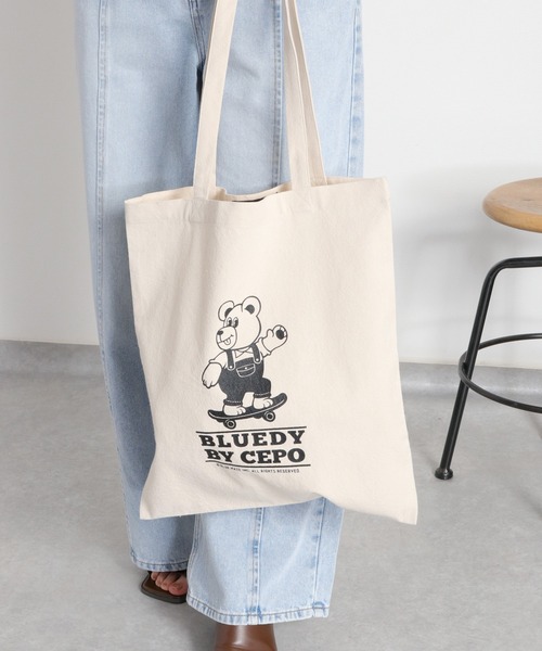 cepo(セポ)の「【BLUEDY / ブルーディ】コットントートバッグ(ハンドバッグ・レディース・ブラック系/ブルー系/ピンク系・FREE)」の6枚目の写真