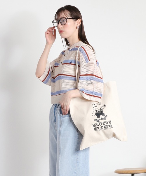 cepo(セポ)の「【BLUEDY / ブルーディ】コットントートバッグ(ハンドバッグ・レディース・ブラック系/ブルー系/ピンク系・FREE)」の7枚目の写真