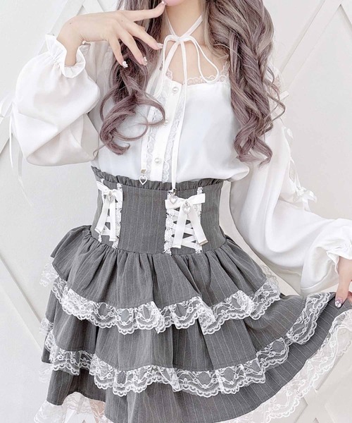 MA*RS(アメーバーマーズ)の「肩レースレースアップリボンブラウス(シャツ/ブラウス・レディース・ブラック/ピンク/ホワイト/ホワイト×ピンク・FREE)」の2枚目の写真