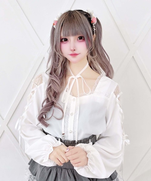 MA*RS(アメーバーマーズ)の「肩レースレースアップリボンブラウス(シャツ/ブラウス・レディース・ブラック/ピンク/ホワイト/ホワイト×ピンク・FREE)」の6枚目の写真