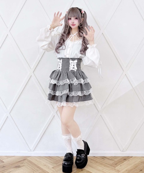 MA*RS(アメーバーマーズ)の「肩レースレースアップリボンブラウス(シャツ/ブラウス・レディース・ブラック/ピンク/ホワイト/ホワイト×ピンク・FREE)」の7枚目の写真